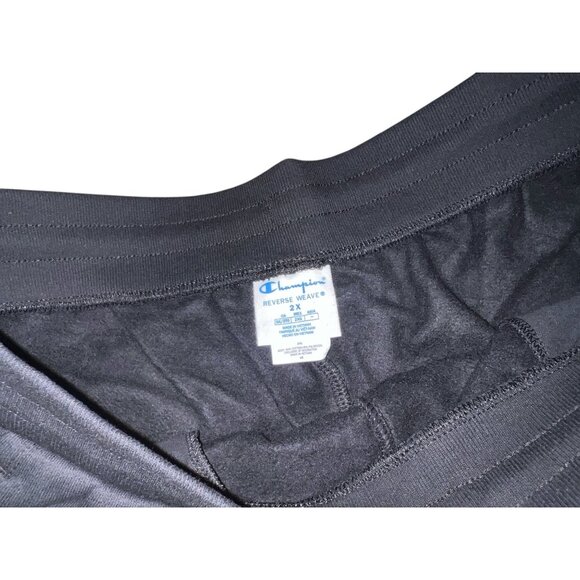 Champion Womens Reverse Weave Drawstring Ribbed Side Sweat Shorts Sz 2XL Black - Picture 6 of 9